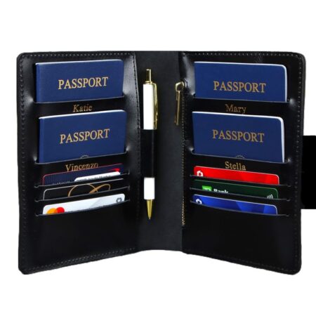 RFID Blocking Genuine Leather Travel Passport Wallet Holder